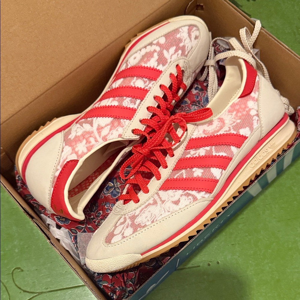 Adidas Liberty London Women's Floral Red and Cream Sneakers